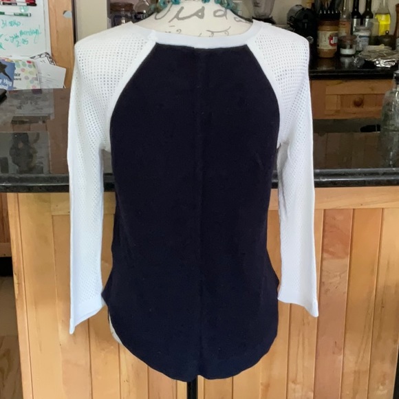 Rag & Bone Jeans Lexie Colorblock Raglan Knit Pullover, dark navy/white, S - Picture 6 of 10